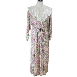 Vintage Laurena Alexandra Robe Womens M Chiffon Old Hollywood Wrap Belt Feminine